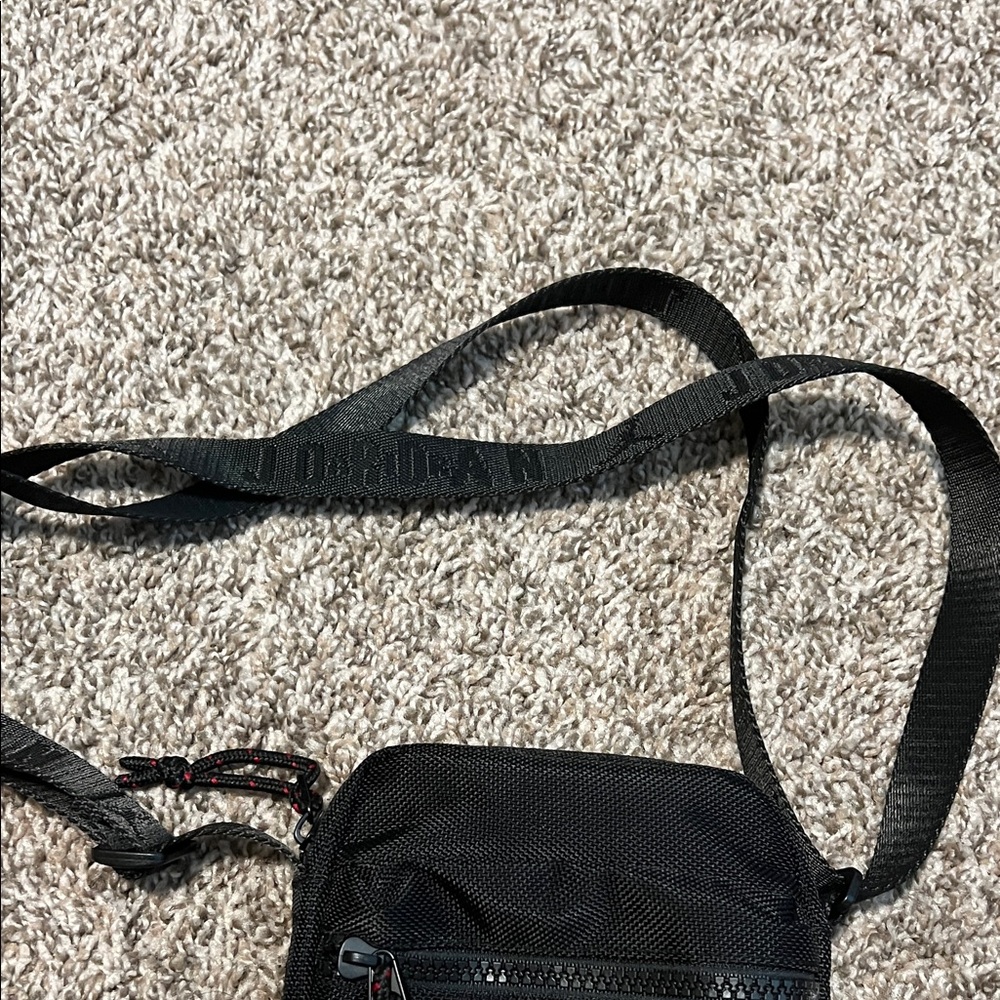 Jordan Compact Black Messenger Bag with Red Logo - Picture 2 of 5